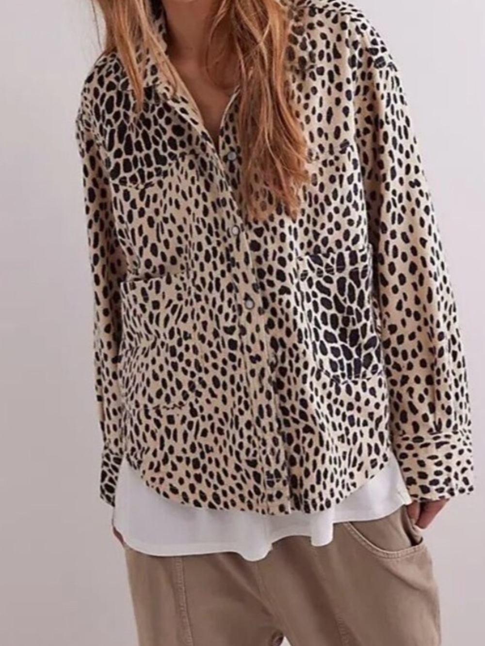 We The Free Calico Flannel Shirt in Snow Leopard Combo Size S